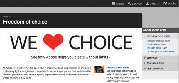 Adobe Freedom of choice キャンペーン